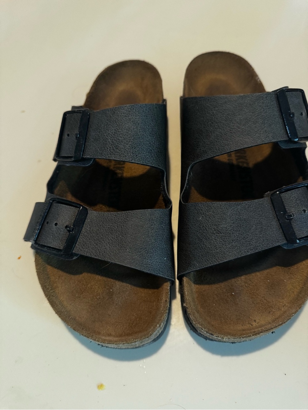 Birkenstock Black Two-Strap Cork Footbed Sandals